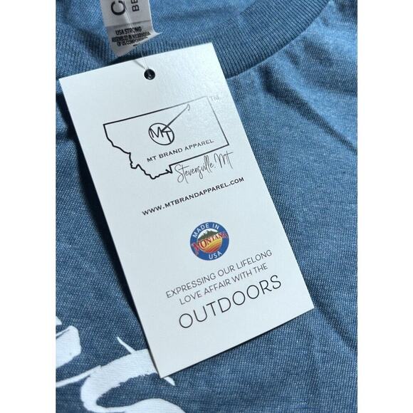 Stillwater River Montana Fly Fishing XS Extra Small Tee Shirt Blue NWT Unisex - Picture 5 of 7
